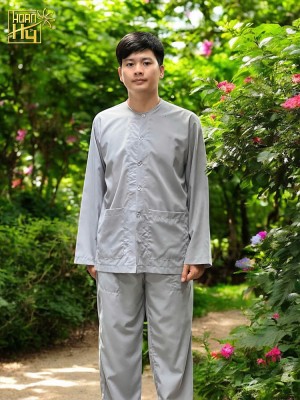 Áo bà ba lam vải kate đi chùa cho nam