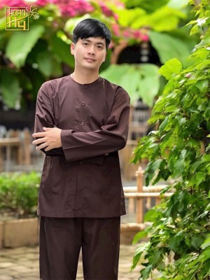 Bộ áo bà ba nâu đi chùa cho nam