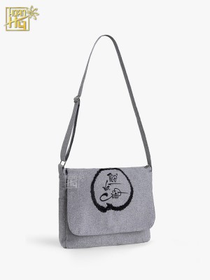 Túi đi chùa cao cấp "Thở và Cười" - vải linen bố - màu lam