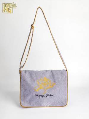 Túi đi chùa "Sống Để Yêu Thương" - vải linen bố - màu xám