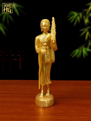 Tượng tôn giả Sivali đứng cao 23cm - composite nhũ vàng