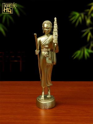 Tượng tôn giả Sivali đứng cao 23cm - composite vàng đồng