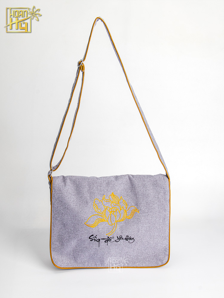 Túi đi chùa "Sống Để Yêu Thương" - vải linen bố - màu xám