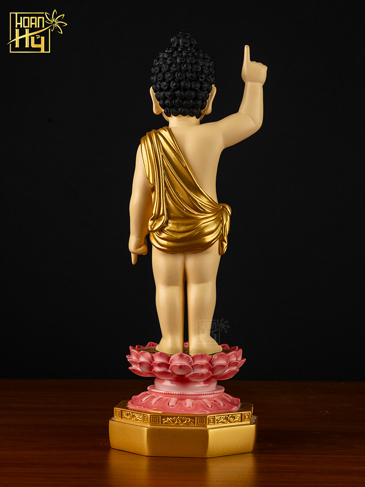 Tượng Phật Đản Sanh y đắp chéo,  composite nhũ vẽ cao 30cm, 40cm, 50cm, 60cm, 75cm